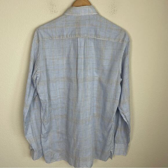 Canali Blue White Gray Plaid Button Down Long Sleeve Shirt Large - Picture 4 of 7